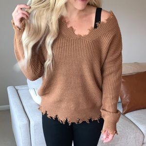NEW Zenana Distressed Sweater
